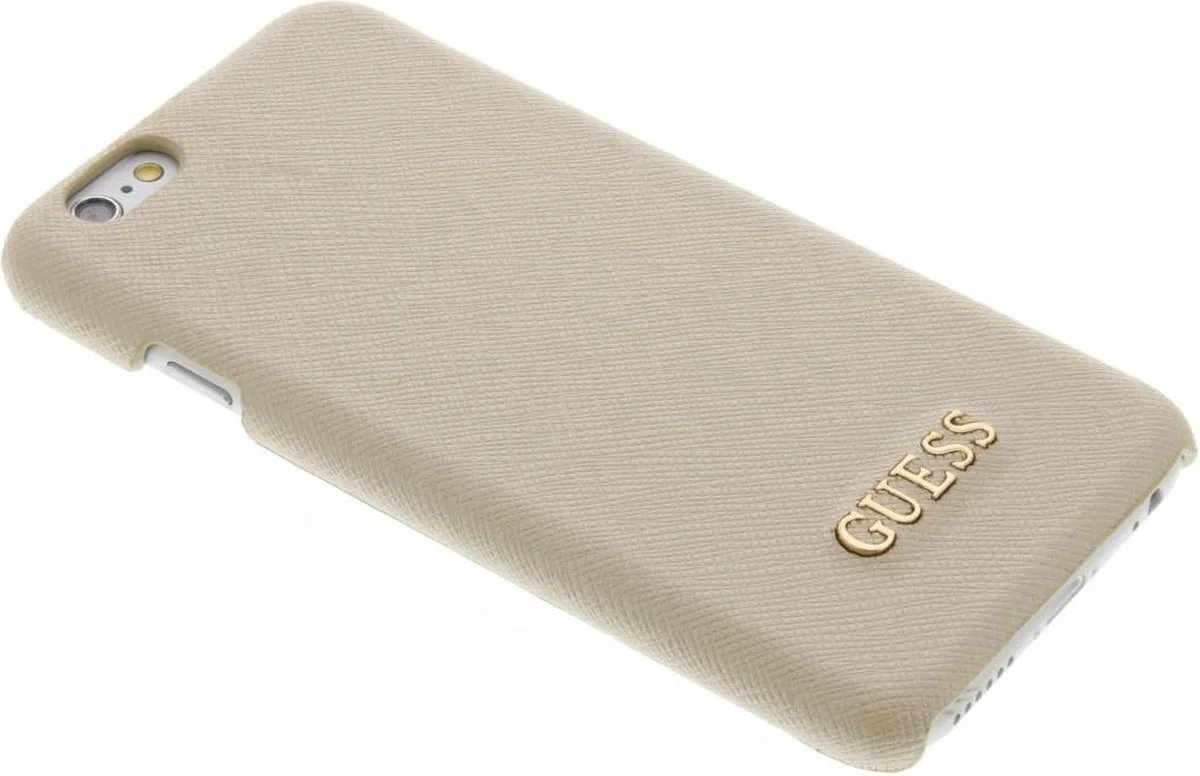 Saffiano Backcover hoesje voor Apple iPhone 6/6S de Guess en Beige – photo produit