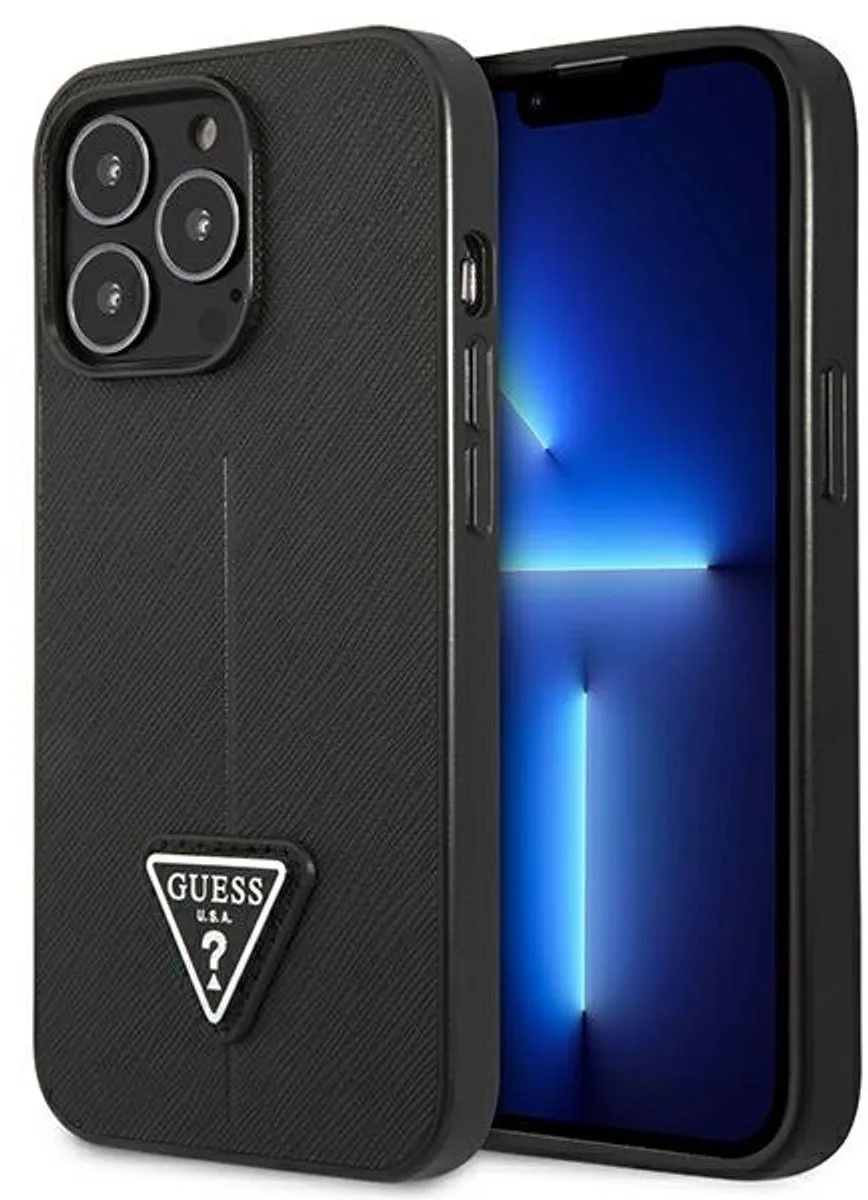 Saffiano - Hoesje voor Mobiele Telefoon - iPhone 14 Pro de Guess en Noir – photo produit
