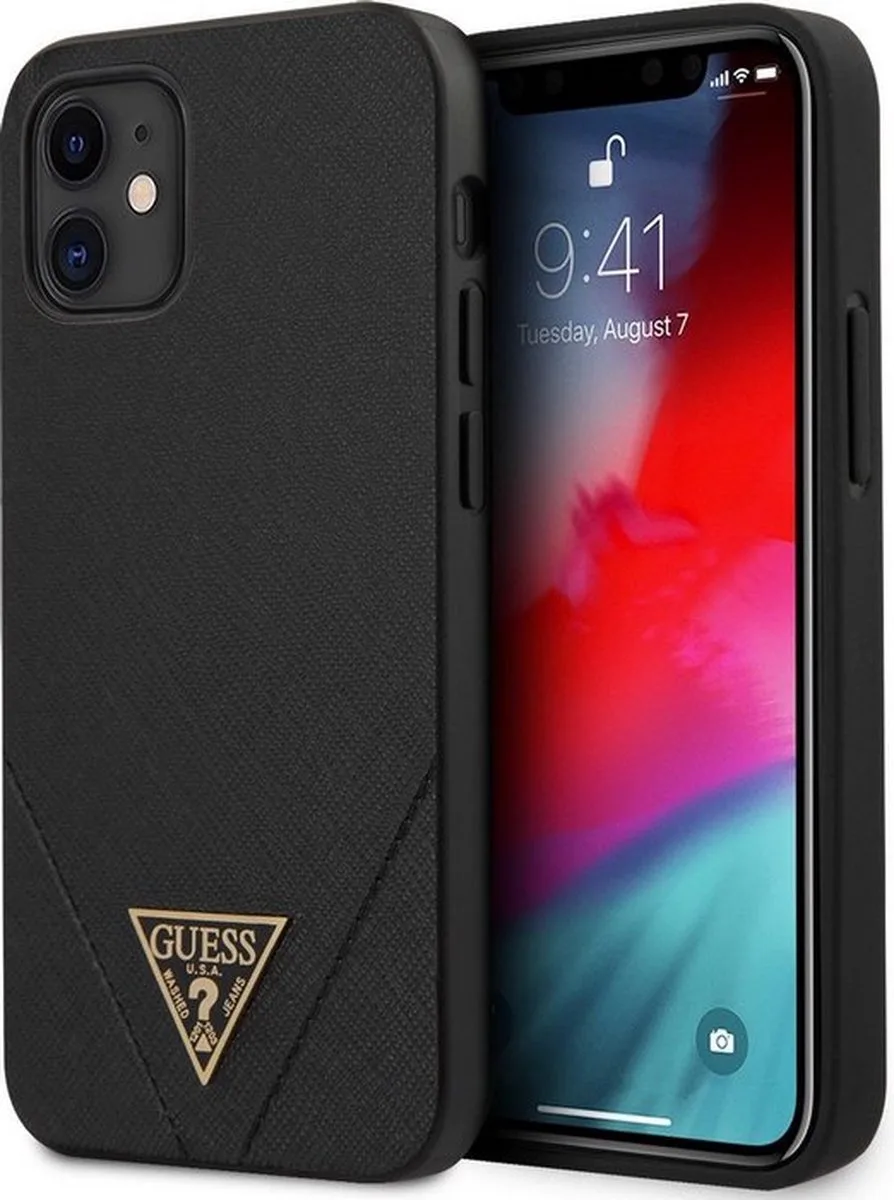 Saffiano V - Hoesje voor iPhone 12 Mini fra Guess i Sort – produktbillede