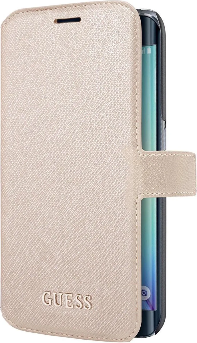 Saffiano Wallet Book Case - Geschikt voor Samsung Galaxy S7 (SM-G930) från Guess i Beige – produktbild