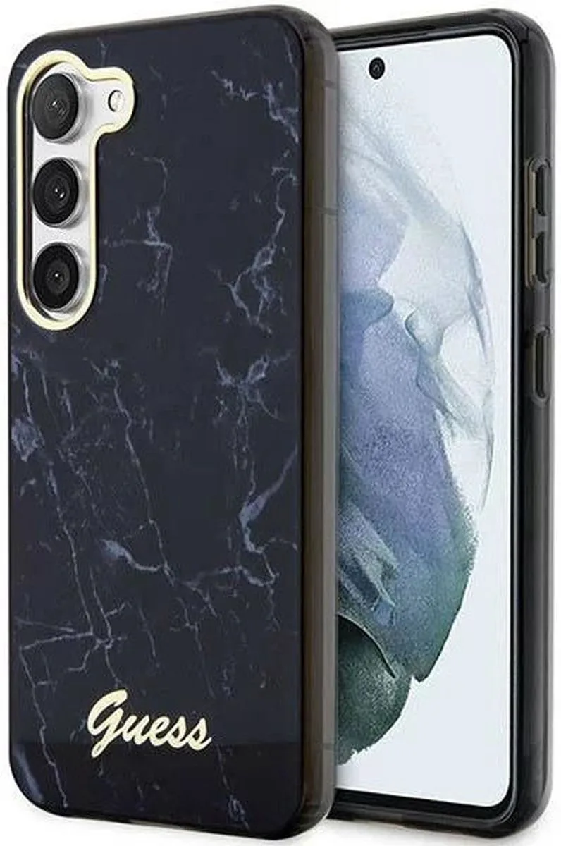 Samsung Galaxy S23 Plus Hoesje Back Cover Marmer fra Guess i Sort – produktbillede