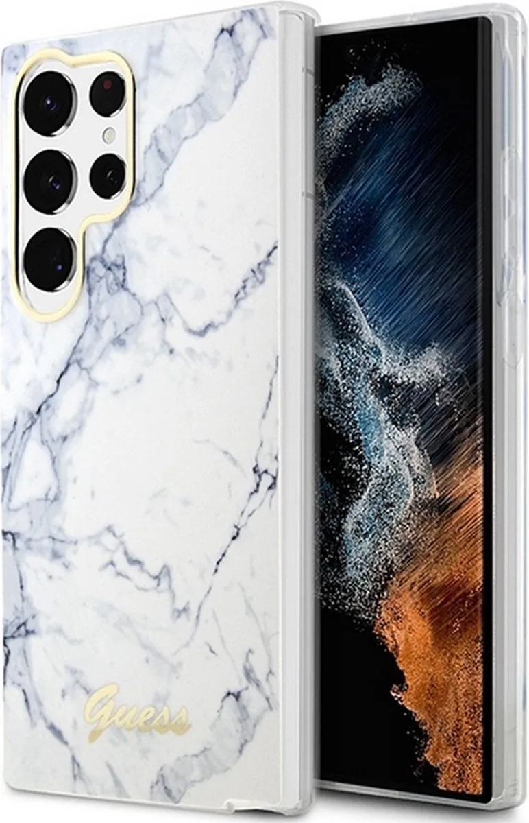 Samsung Galaxy S23 Ultra Hoesje Back Cover Marmer från Guess i Vit – produktbild
