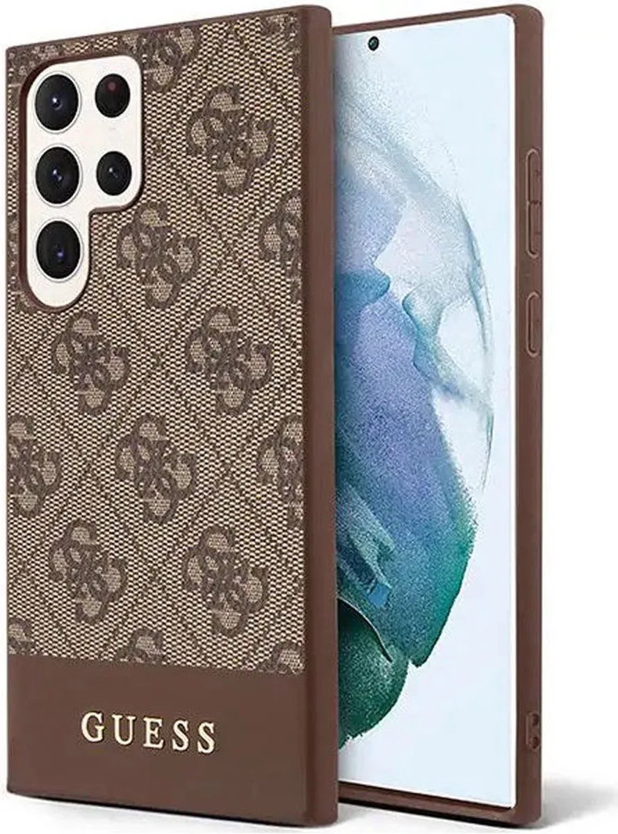 Samsung Galaxy S23 Ultra Hoesje Hard Case 4G Logo Plate från Guess i Brun – produktbild