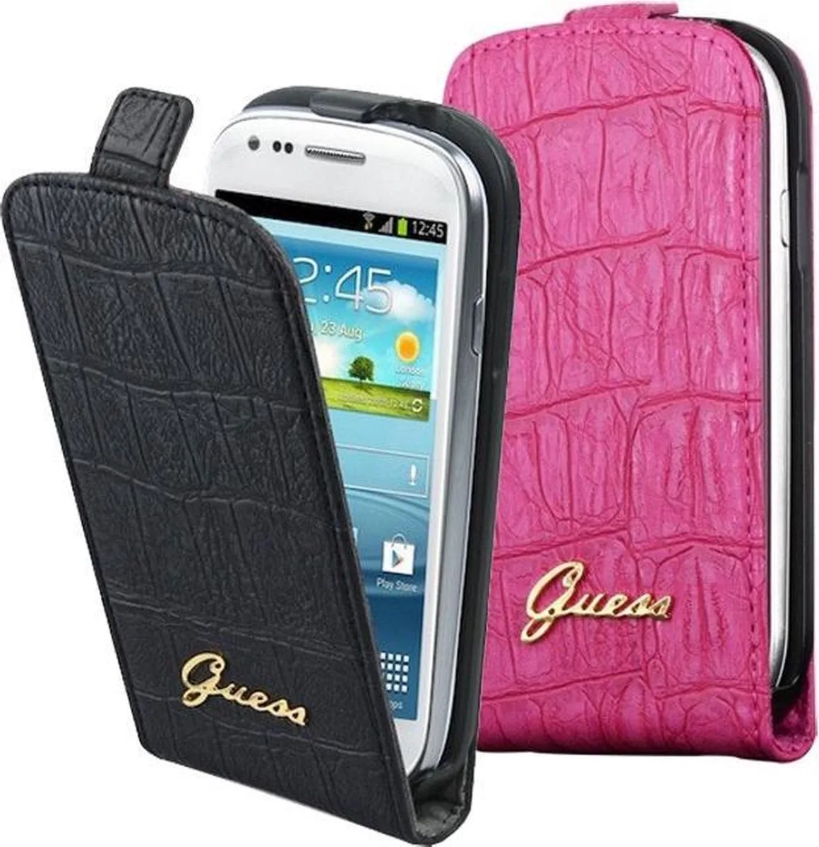 Samsung Galaxy S3 Mini i8190 Originele Guess Flipcase Krokodil från Guess i Rosa – produktbild