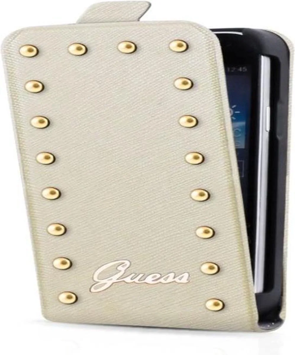 Samsung Galaxy S4 Studded Collection Flip Case - cr�me från Guess i Guld – produktbild