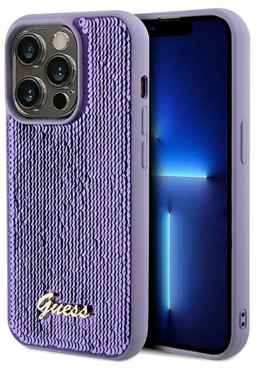 Sequin Serie - Hoesje voor mobiele telefoon - iPhone 13 Pro - Luxe Ontwerp från Guess i Fiolet – produktbild