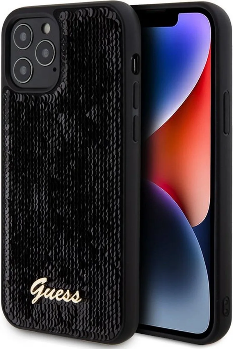 Sequins Back Case - Geschikt voor Apple iPhone 12/12 Pro (6.1") fra Guess i Sort – produktbillede