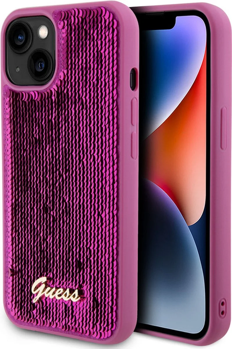 Sequins Back Case - Geschikt voor Apple iPhone 13 (6.1") van Guess in Magenta – productfoto