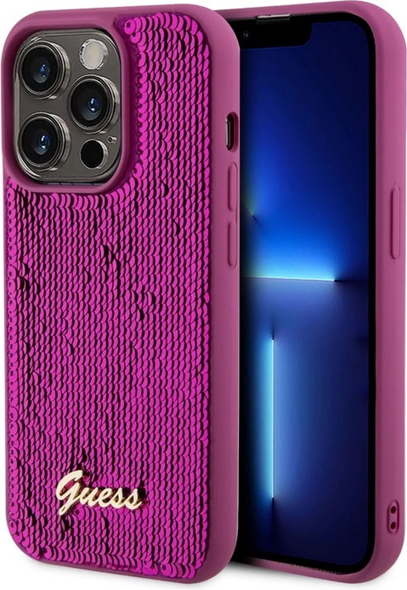 Sequins Back Case - Geschikt voor Apple iPhone 14 Pro (6.1") van Guess in Magenta – productfoto