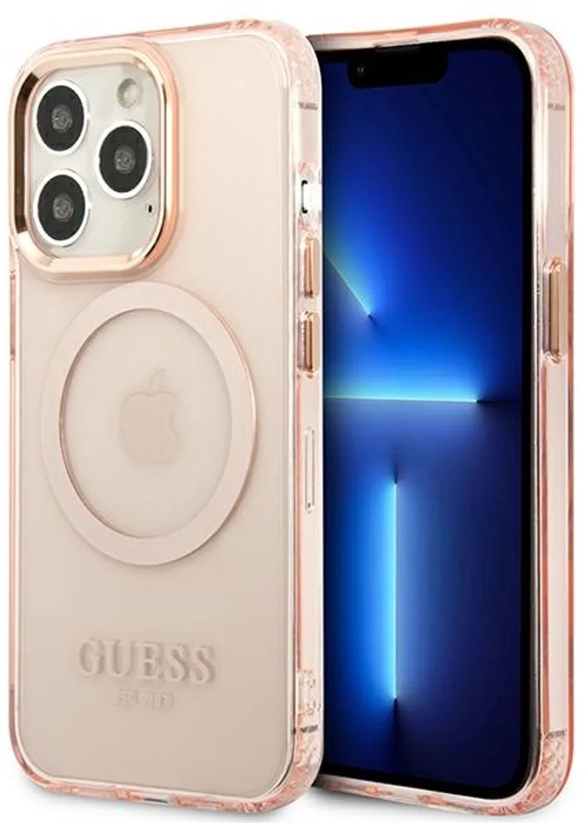 Serie - iPhone 13 Pro Hoesje - MagSafe - Goud fra Guess i Lyserød – produktbillede