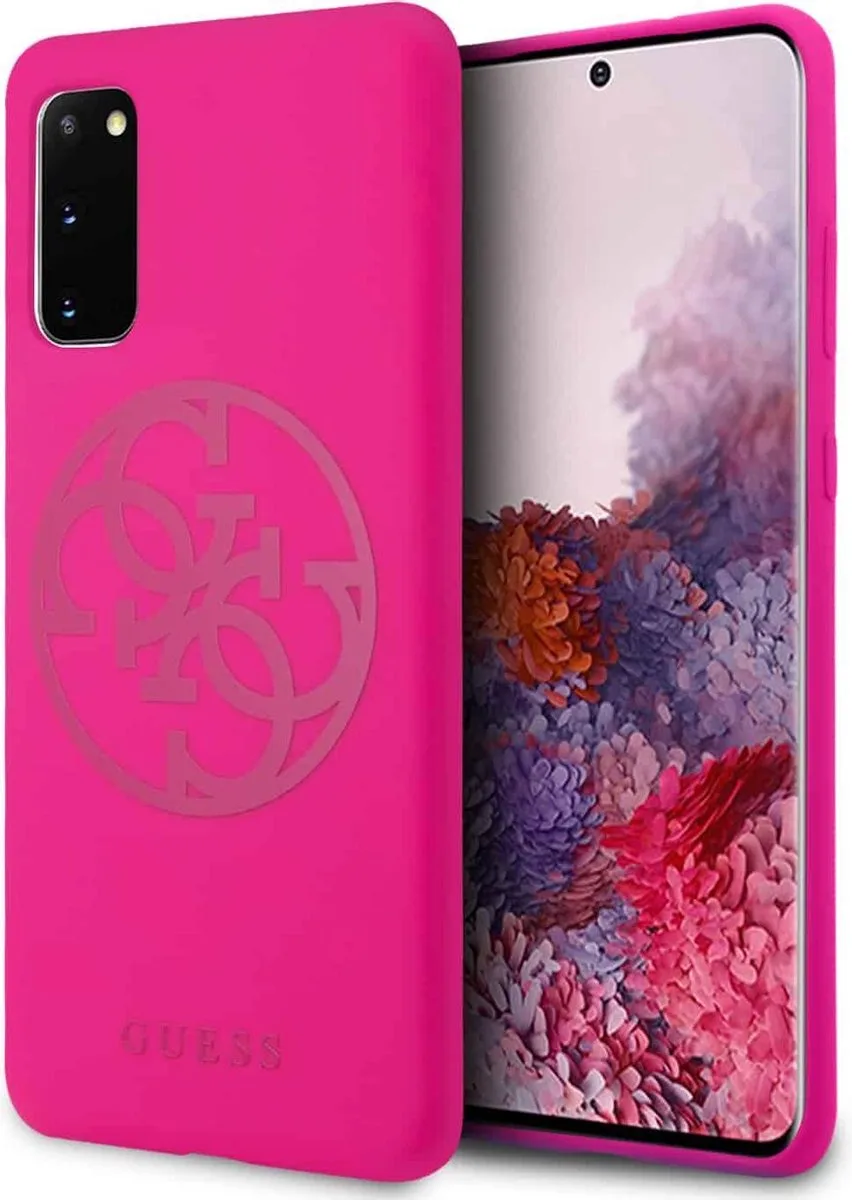 Silicone 4G Circle Back Case - Geschikt voor Samsung Galaxy S20 - Fuchsia de Guess en Rose – photo produit