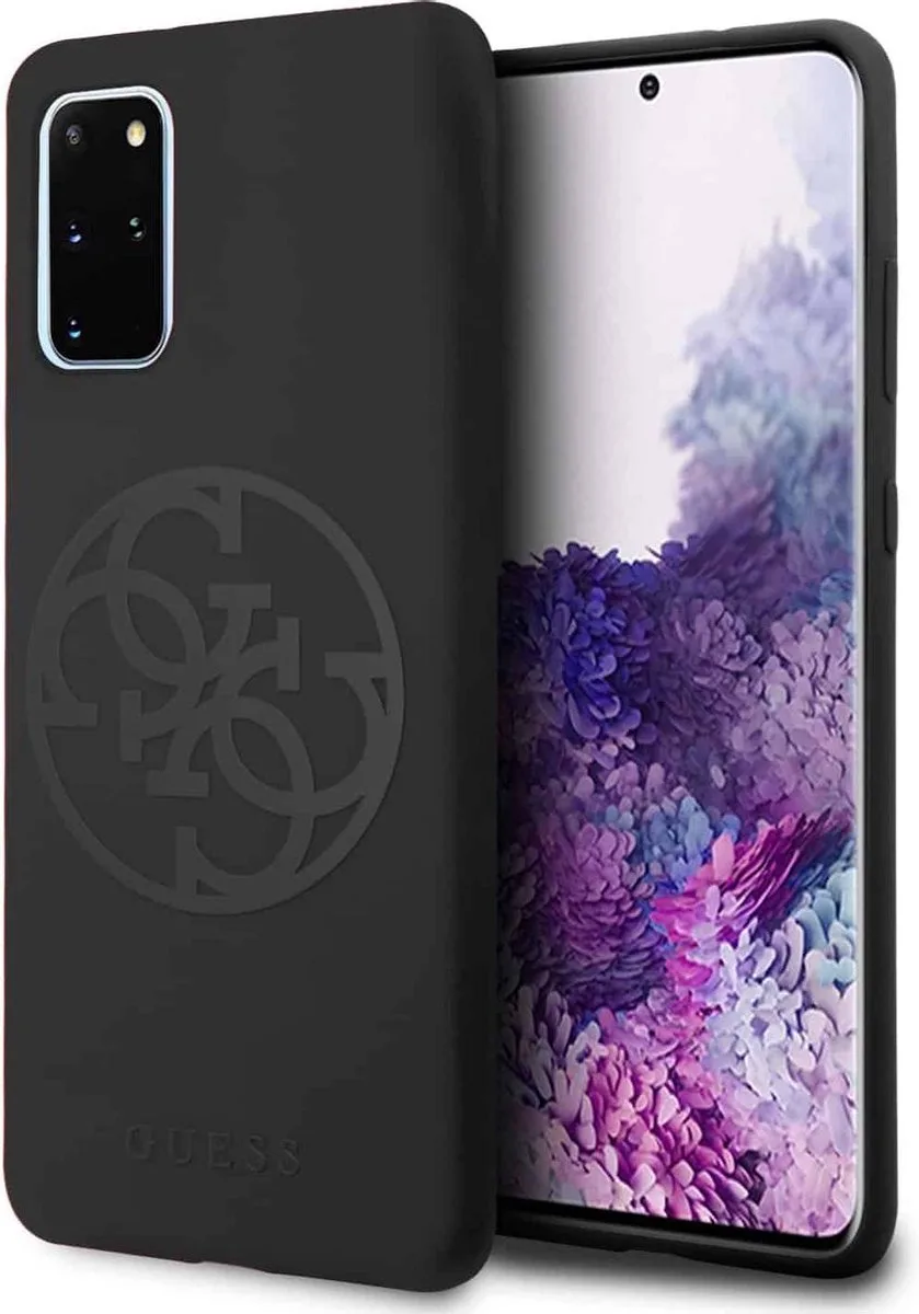 Silicone 4G Circle Back Case - Geschikt voor Samsung Galaxy S20 Plus de Guess en Noir – photo produit