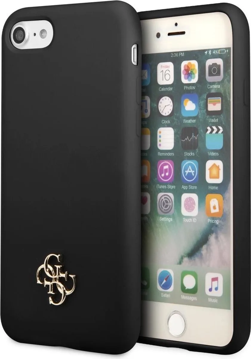Silicone 4G Logo Back Case - Geschikt voor Apple iPhone 7/8/SE2020/SE2022 (4.7") de Guess en Noir – photo produit