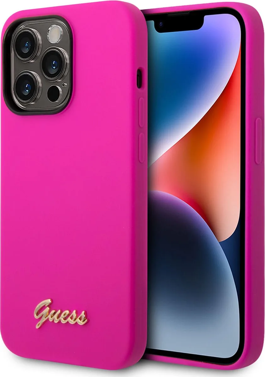 Silicone Back Case - Geschikt voor Apple iPhone 14 Pro (6.1") van Guess in Fuchsia – productfoto