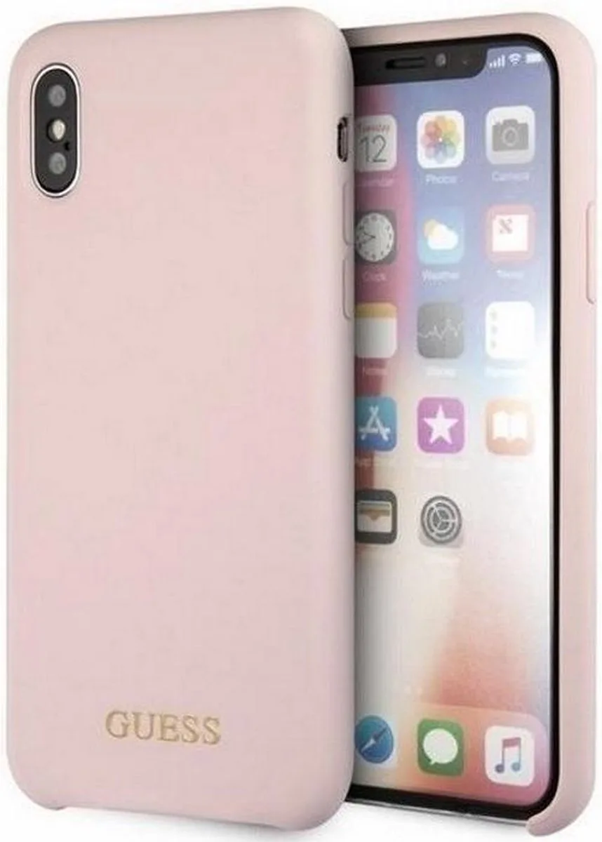 Silicone Logo HardCase voor Apple iPhone XS Max (6.5") - Roségoud de Guess en Rose – photo produit