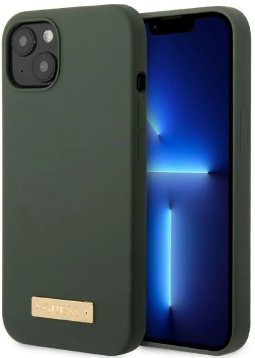 Silicone Logo Plate - Hoesje voor iPhone 13 - MagSafe Compatibel van Guess in Groen – productfoto
