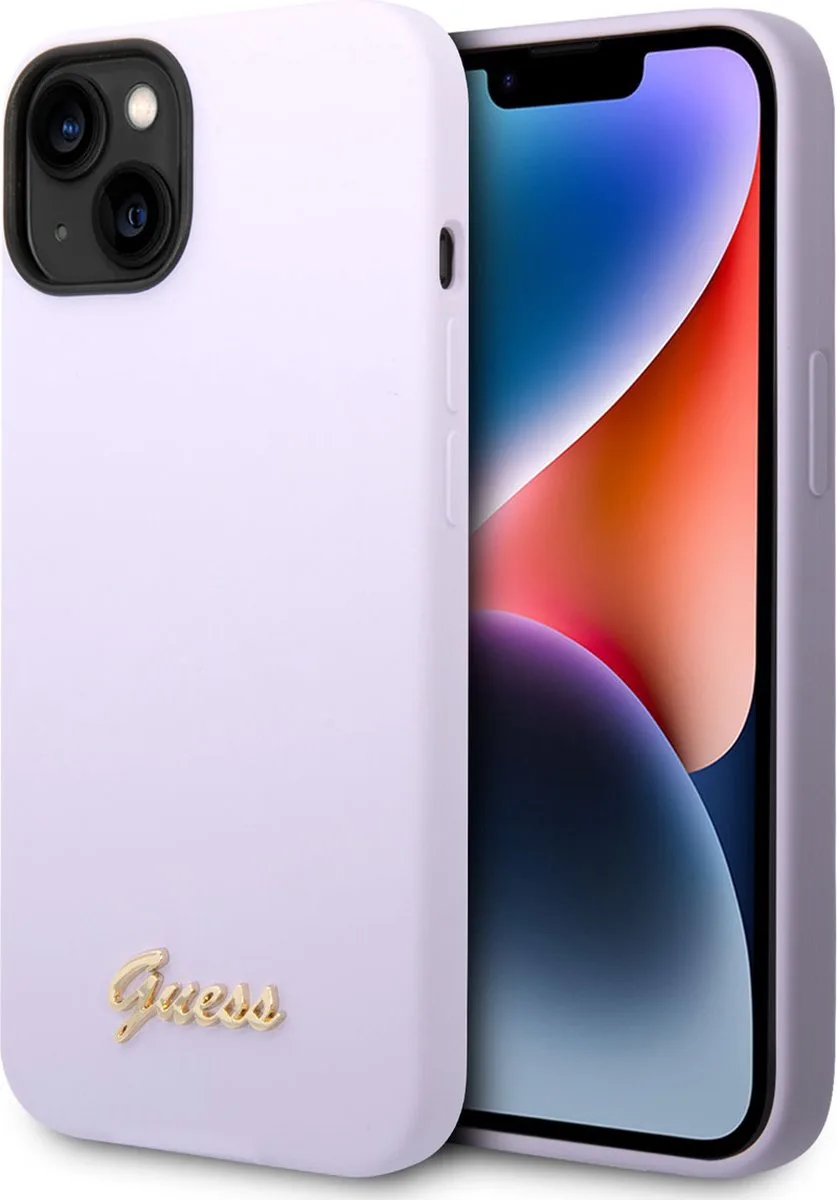 Silicone Metal Logo Back Case - Geschikt voor Apple iPhone 14 (6.1") van Guess in Paars – productfoto