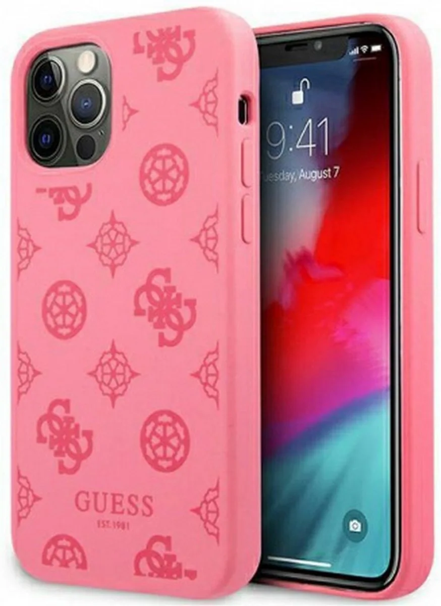 Silicone Peony Back Case - Apple iPhone 12 Pro Max (6.7") van Guess in Fuchsia – productfoto