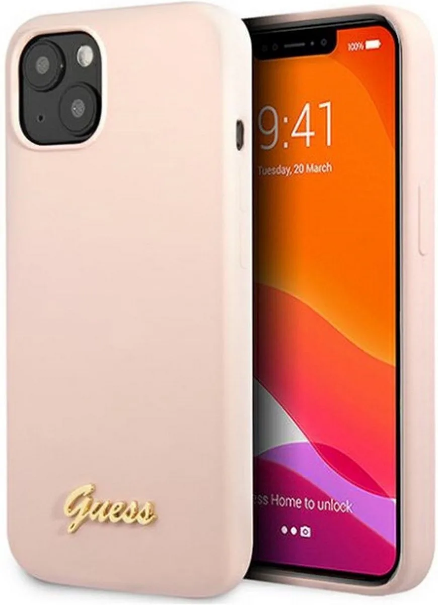 Silicone Retro Back Case - Geschikt voor Apple iPhone 13 (6.1") de Guess en Rose – photo produit