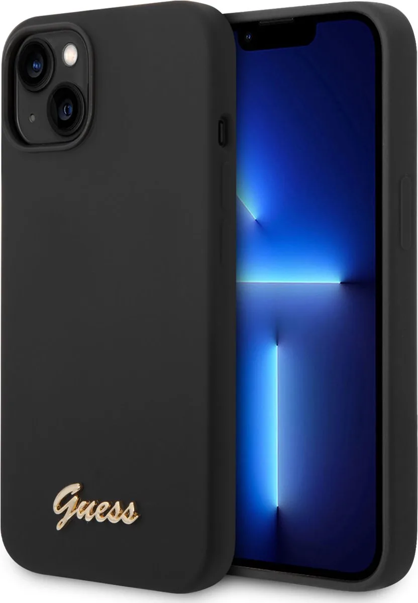 Silicone Retro Back Case - Geschikt voor Apple iPhone 14 (6.1") de Guess en Noir – photo produit