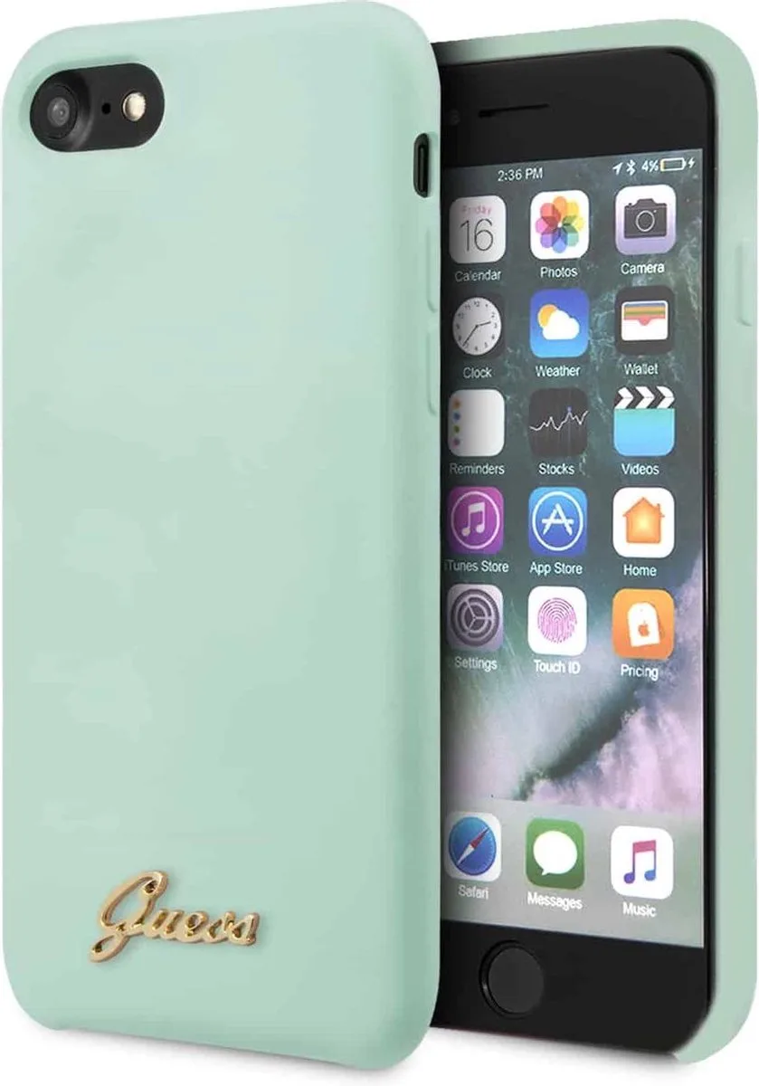 Silicone Retro Back Case - Geschikt voor Apple iPhone 7/8/SE (2020) van Guess in Groen – productfoto