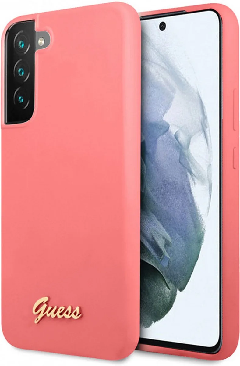 Silicone Retro Back Case - Geschikt voor Samsung Galaxy S22 Plus (S906) fra Guess i Fuchsia – produktbillede