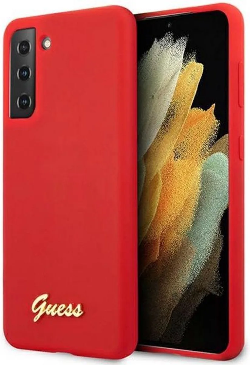 Silicone Retro Back Cover - Geschikt voor Samsung Galaxy S21 Plus fra Guess i Rød – produktbillede