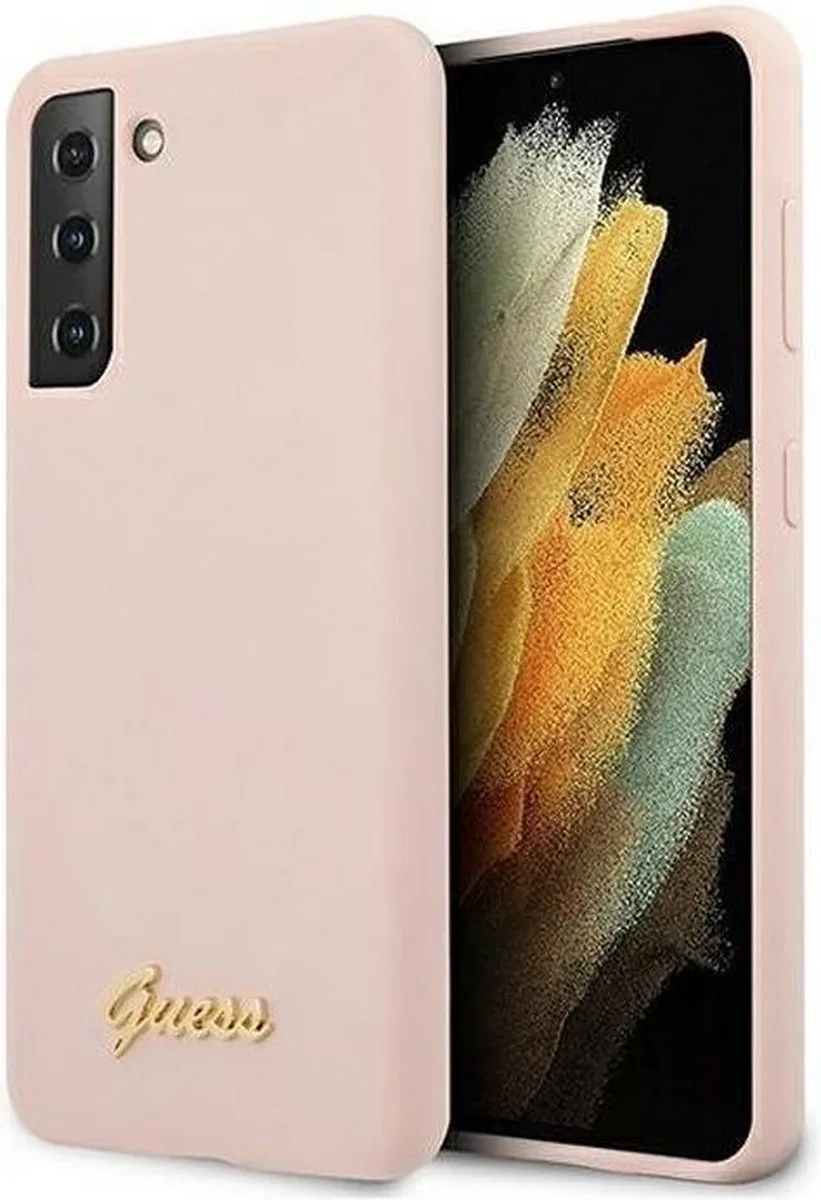 Silicone Retro Back Cover - Samsung Galaxy S21 Plus de Guess en Rose – photo produit