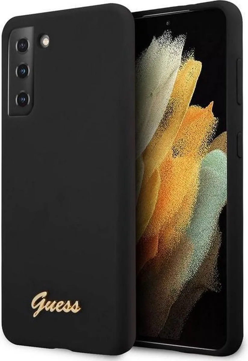 Silicone Retro Hard Case - Samsung Galaxy S21 van Guess in Zwart – productfoto