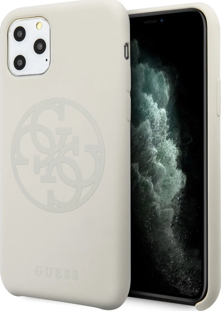 Silicone Tone 4G Back Cover - Geschikt voor Apple iPhone 11 Pro (5.8") van Guess in Wit – productfoto
