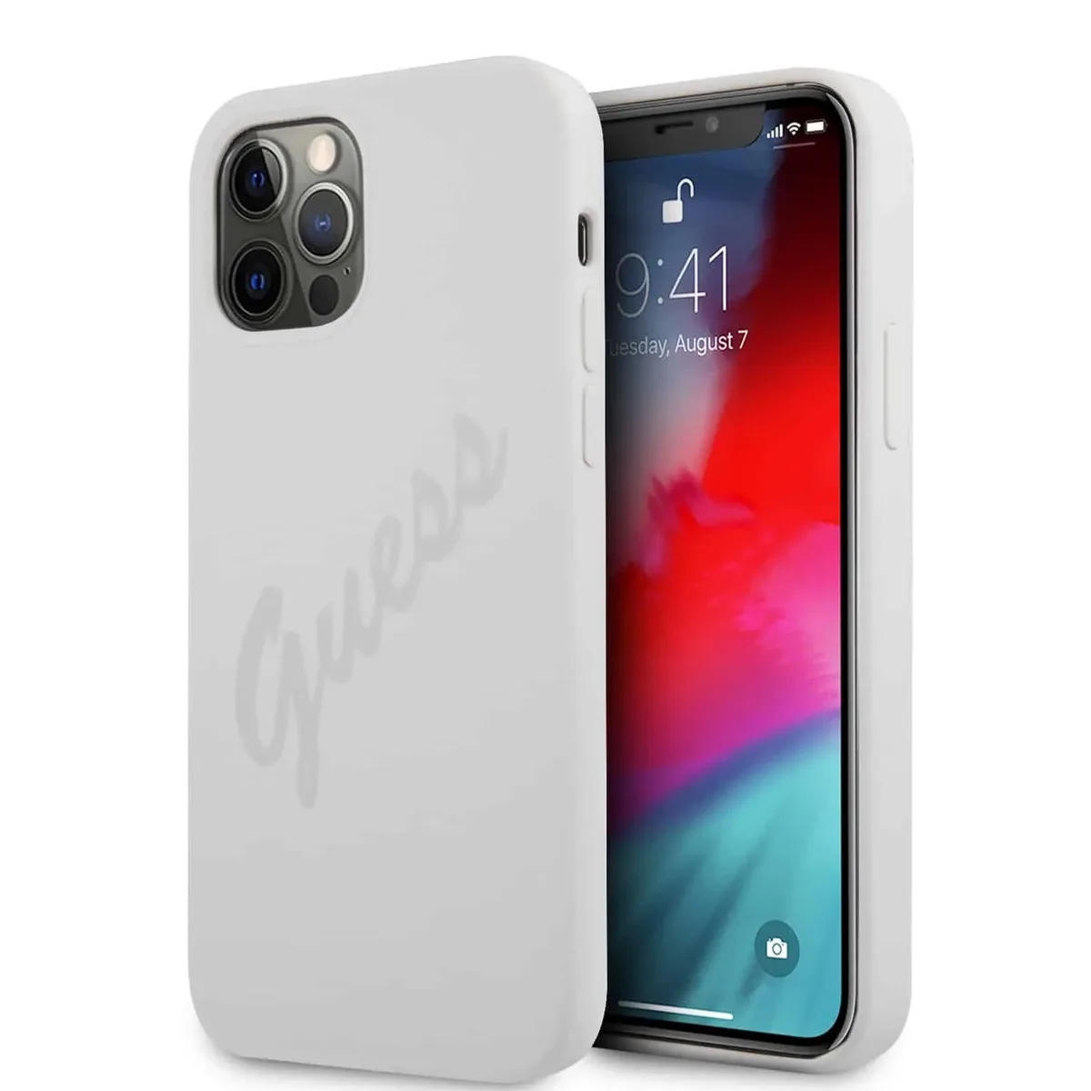 Silicone Vintage Achterkant Hoesje iPhone 12 Pro Max - Grijs van Guess – productfoto