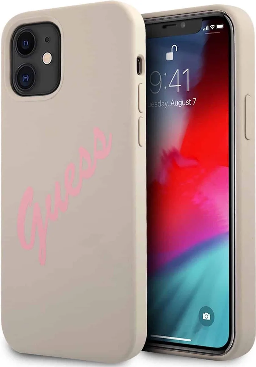 Silicone Vintage Backcase Hoesje Geschikt Voor iPhone 12 Mini van Guess in Stone – productfoto