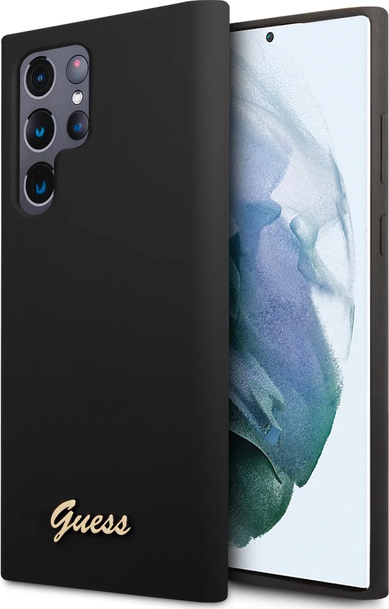 Siliconen hoesje Geschikt Voor Samsung Galaxy S22 Ultra van Guess in Zwart – productfoto