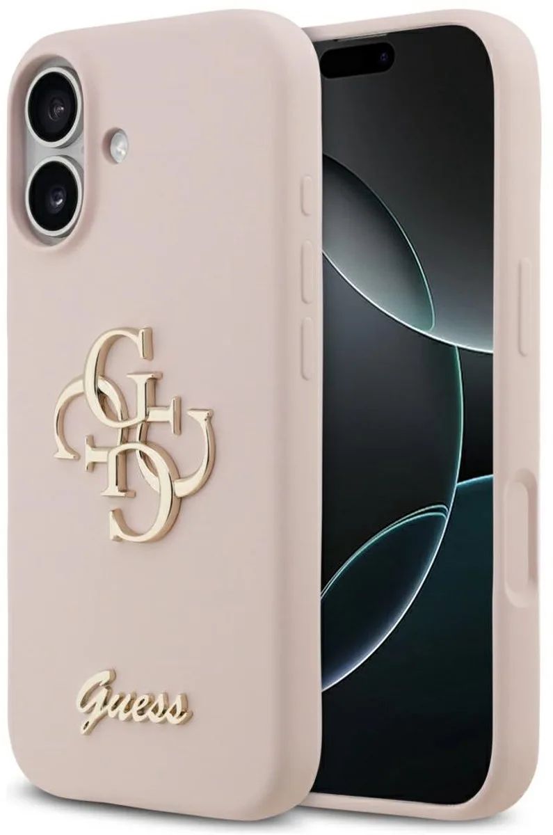 Siliconen Hoesje Groot 4G Script Voor Iphone 17 Met Bescherming En Elegant van Guess in Zwart – productfoto