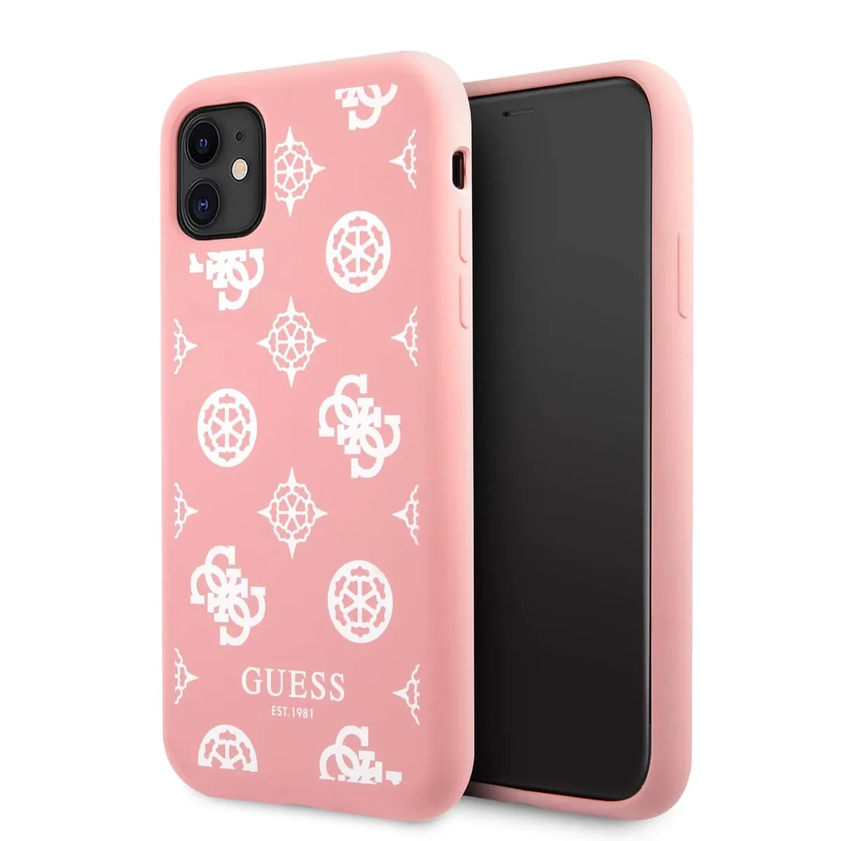 Siliconen Hoesje White Peony iPhone 11 - Roze de Guess – photo produit