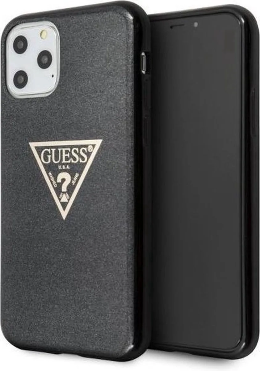 Solid Glitter Backcase Hoesje iPhone 11 Pro van Guess in Zwart – productfoto