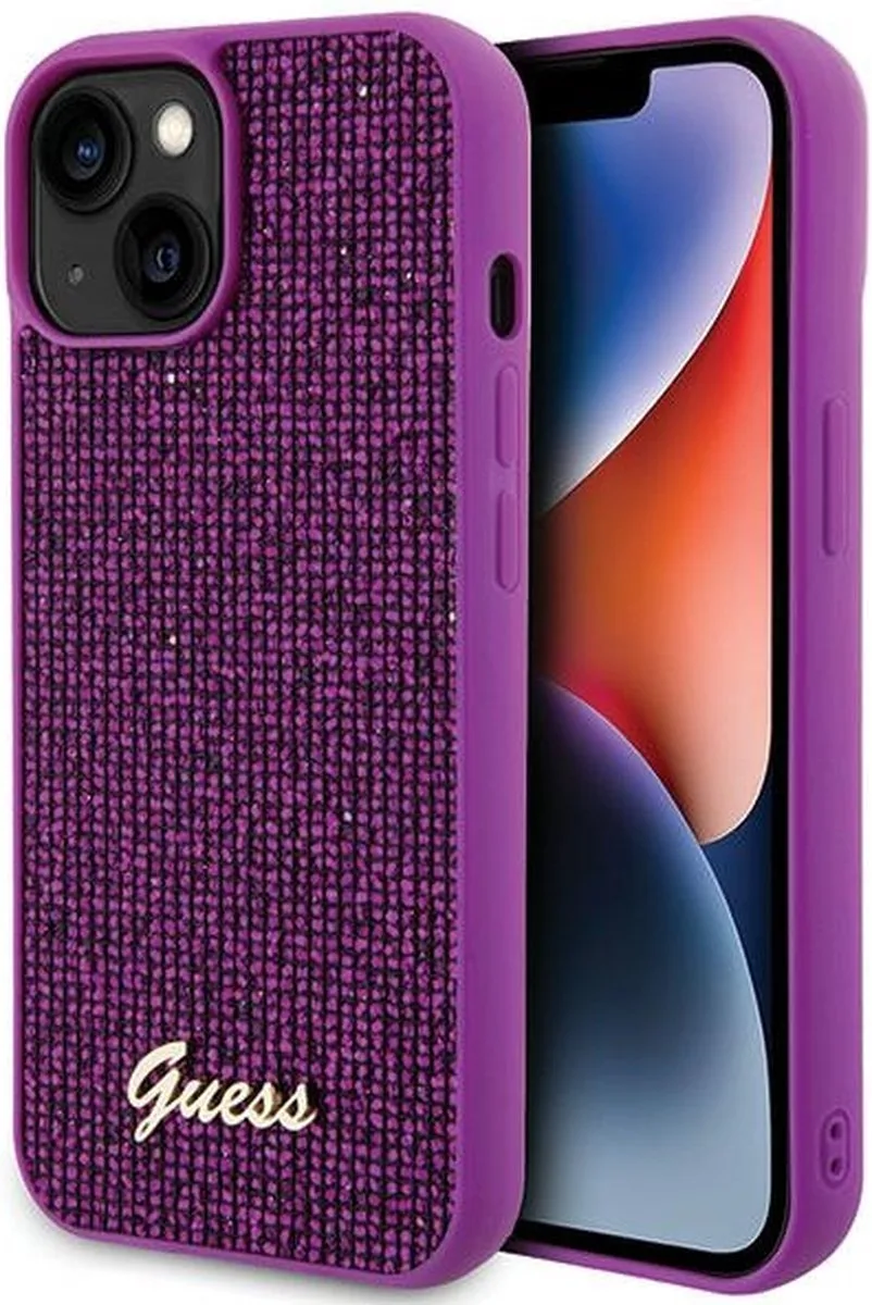 Square Mirror Back Case - Apple iPhone 15 (6.1") fra Guess i Fuchsia – produktbillede
