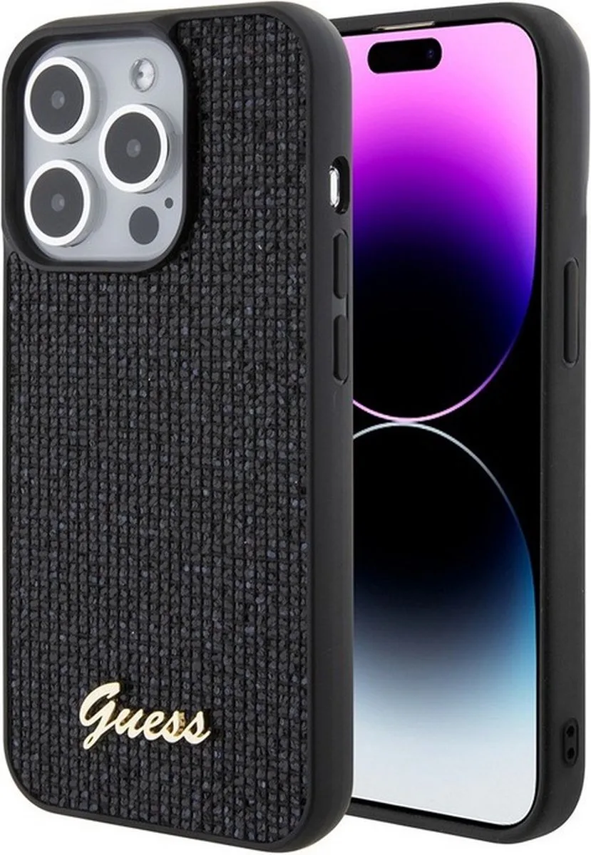 Square Mirror Back Case - Geschikt voor Apple iPhone 15 Pro (6.1") van Guess in Zwart – productfoto