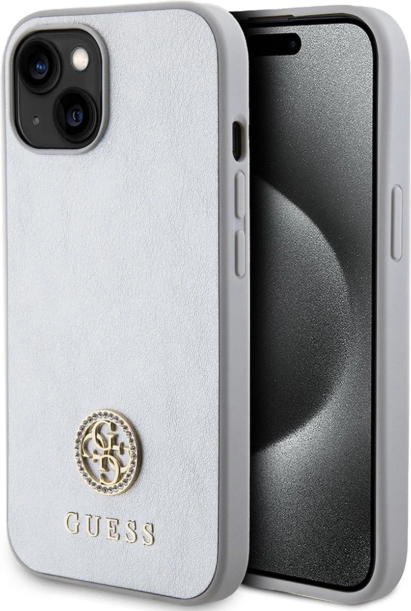 Strass Metal Logo Back Case - Geschikt voor Apple iPhone 15 (6.1") van Guess in Zilver – productfoto