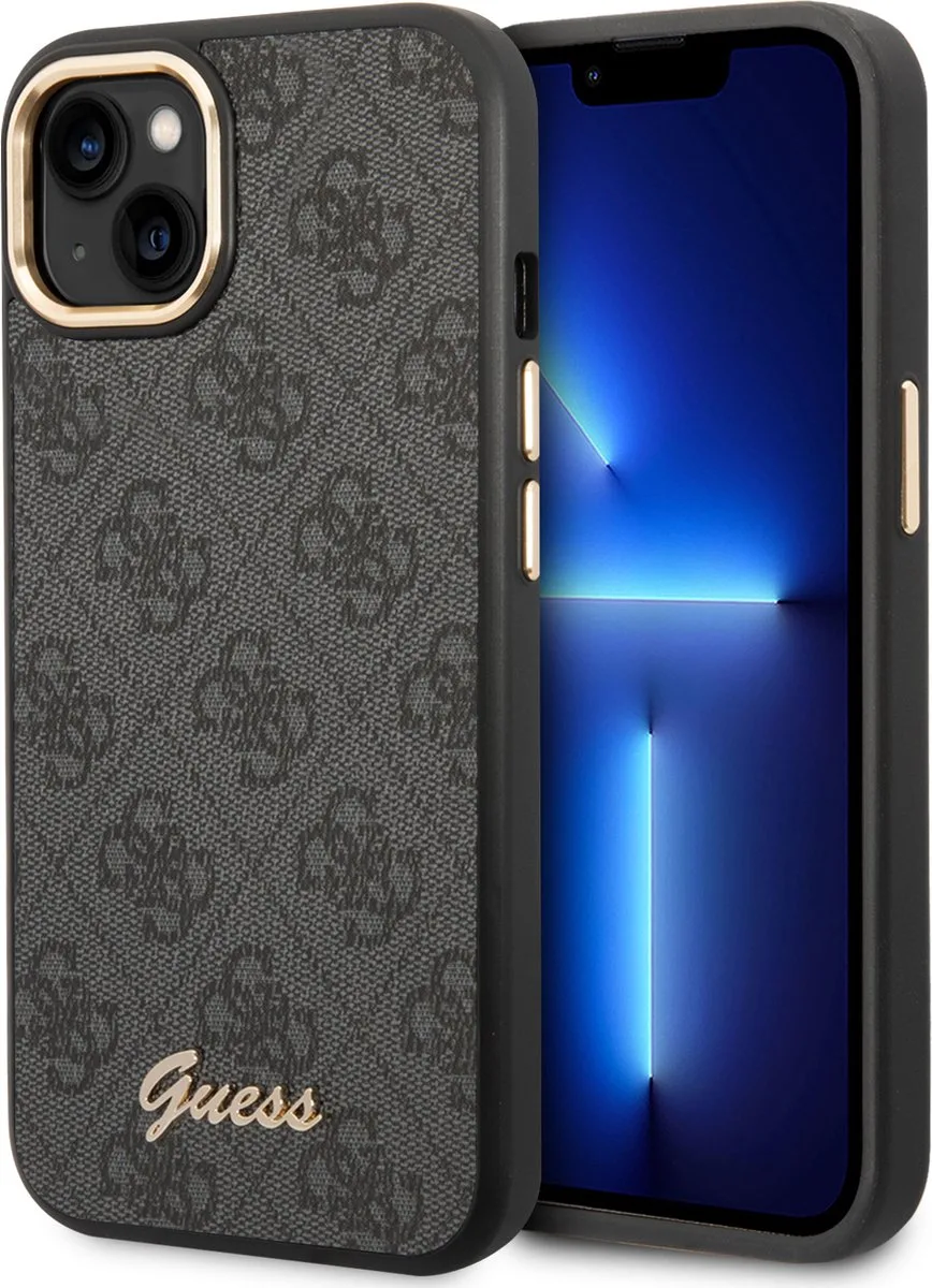 Telefoonhoesje geschikt voor Apple iPhone 14 Plus - Polycarbonaat & PU - Bescherming van Telefoon de Guess en Gris – photo produit
