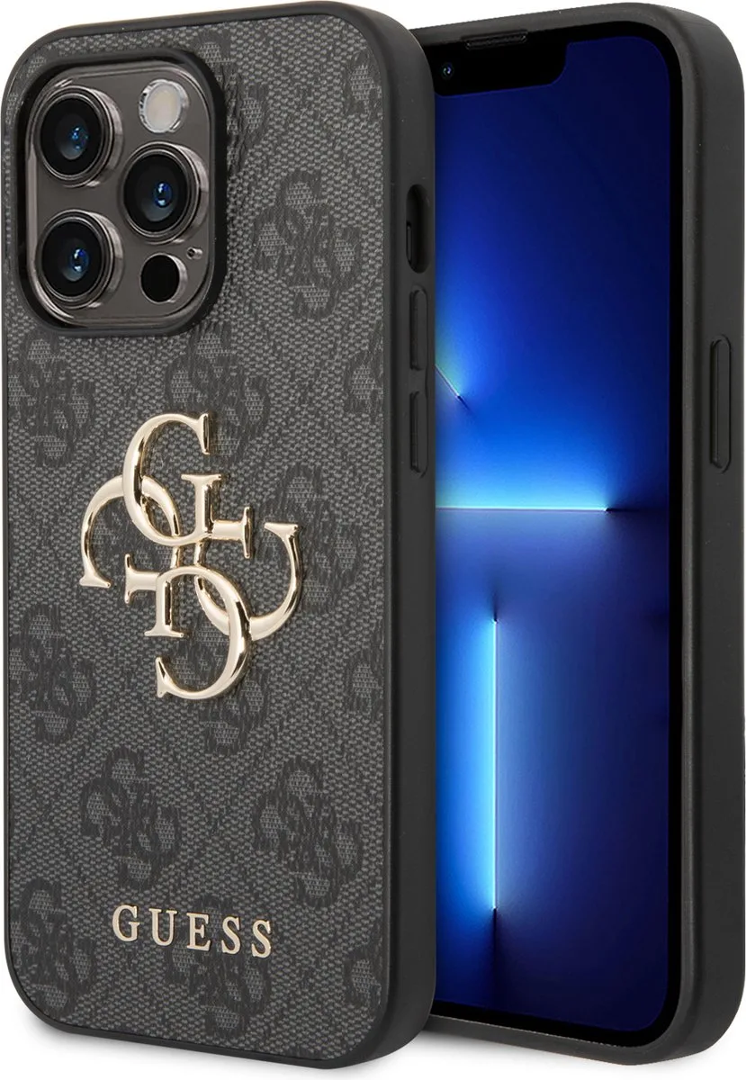 Telefoonhoesje geschikt voor Apple iPhone 14 Pro Max - PU-materiaal - Bescherm je smartphone met Back Cover van Guess in Grijs – productfoto