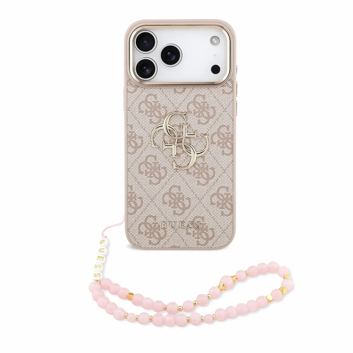telefoonhoesje - Geschikt voor iPhone 17 Pro Max - Geschikt voor iPhone 18 Pro Max - Polsband van Guess in Roze – productfoto