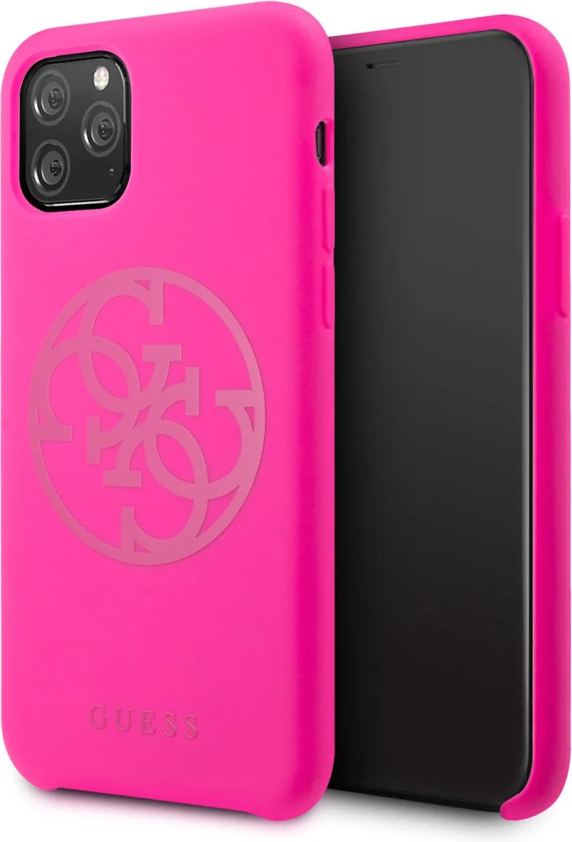 Telefoonhoesje voor Apple iPhone 11 Pro Max - Kleur: Print, Back Cover, Bescherming van Telefoon - Materiaal: Print van Guess in Fuchsia – productfoto