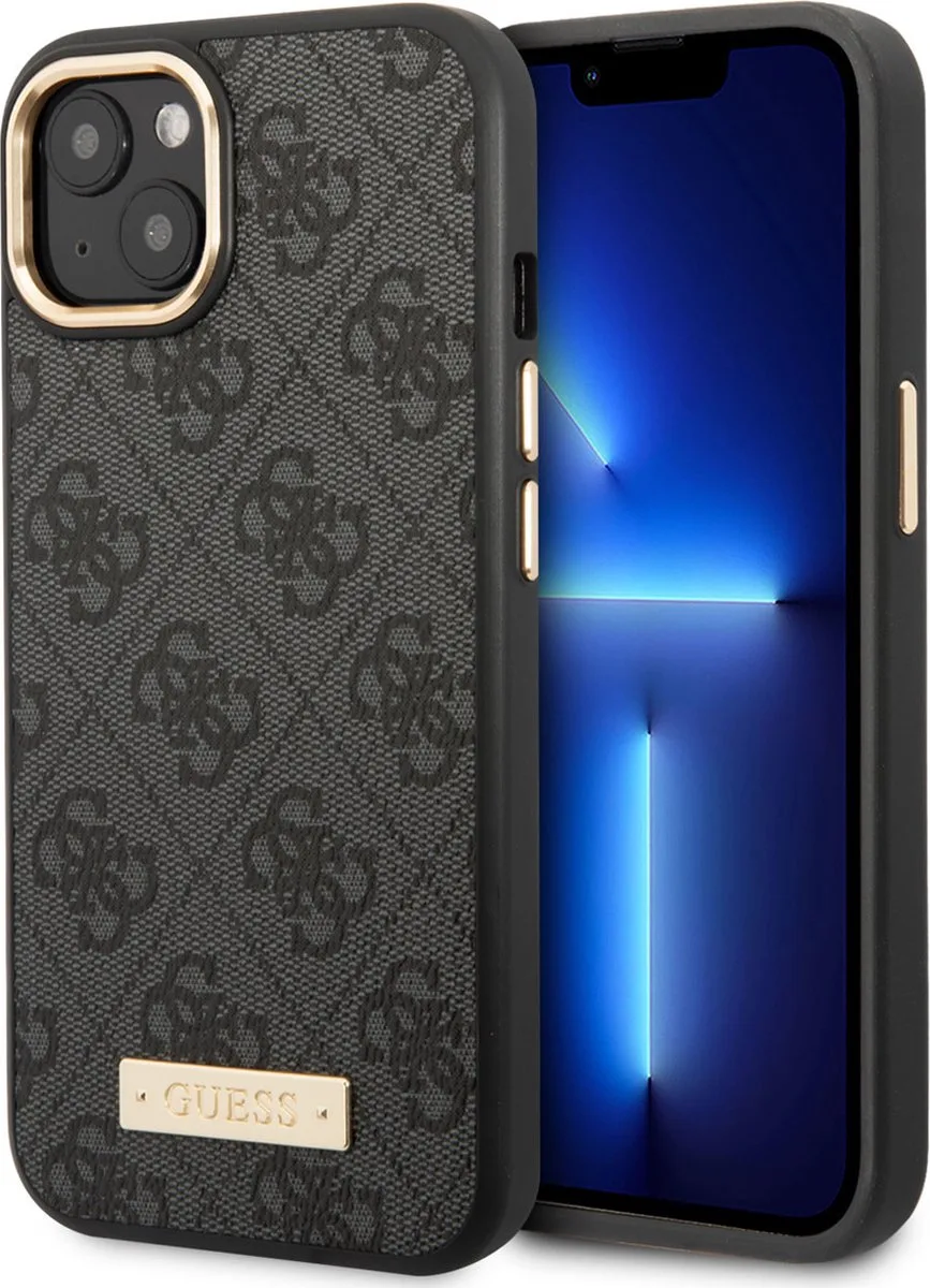 Telefoonhoesje voor Apple iPhone 14 Plus - PU Back Cover Magsafe met Bescherming van Guess in Grijs – productfoto