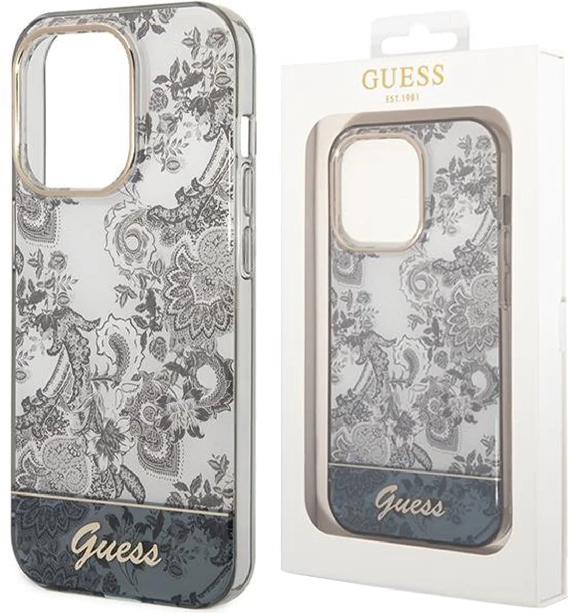 Telefoonhoesje voor Apple iPhone 14 Pro Max - TPU-materiaal, Back Cover & Bescherming. de Guess en Gris – photo produit