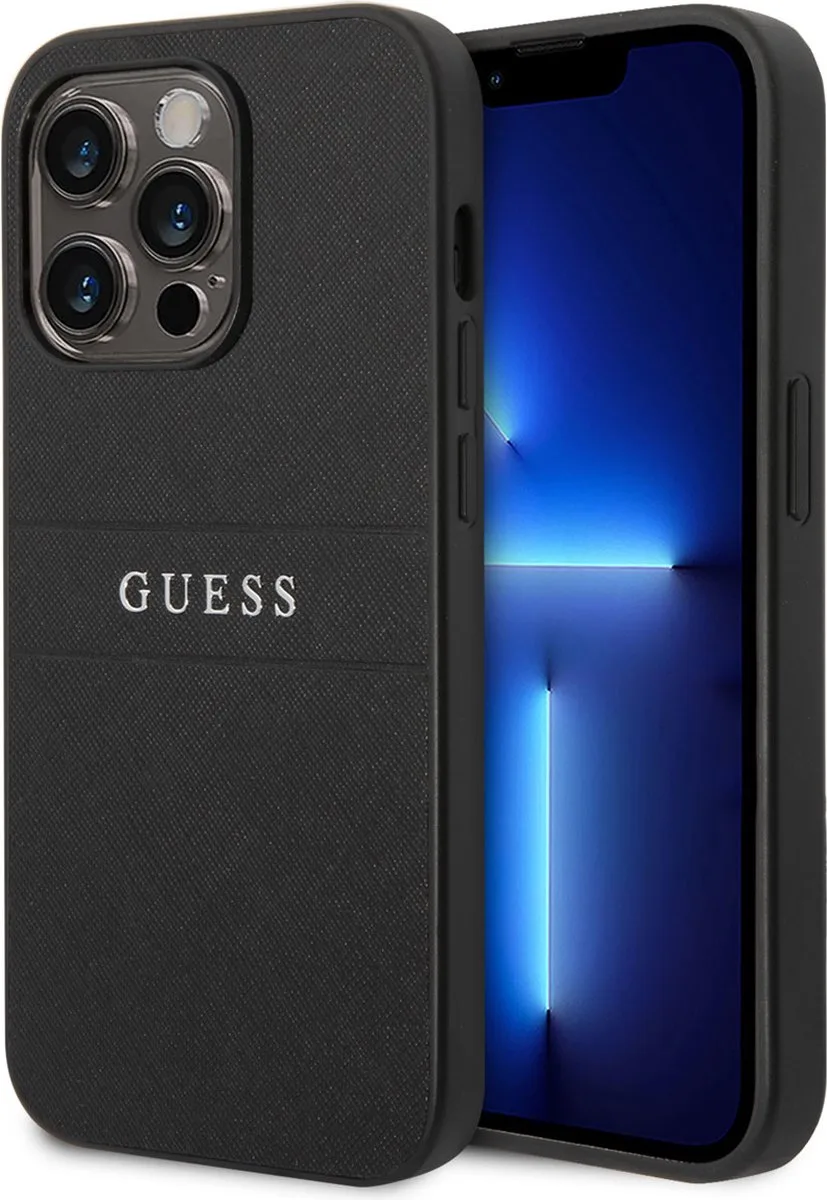 Telefoonhoesje voor Apple iPhone 14 Pro - PU-Saffiano, Bescherm uw Telefoon! de Guess en Noir – photo produit
