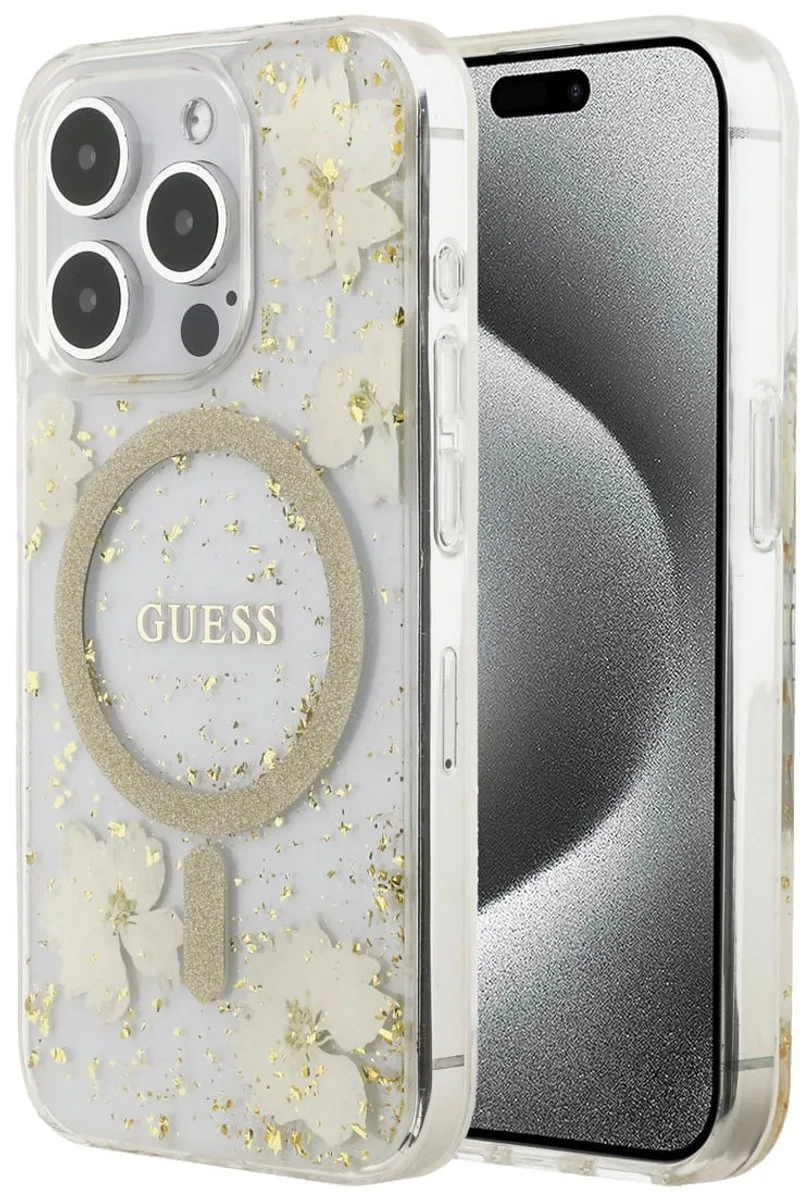 telefoonhoesje voor iPhone 15 Pro - MagSafe geschikt de Guess en Beige – photo produit