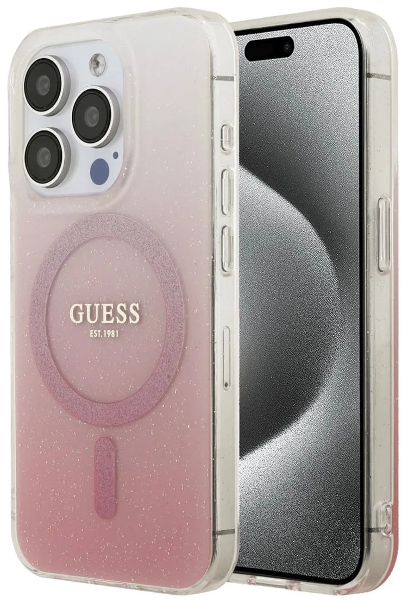 telefoonhoesje voor iPhone 15 Pro - MagSafe geschikt de Guess en Rose – photo produit
