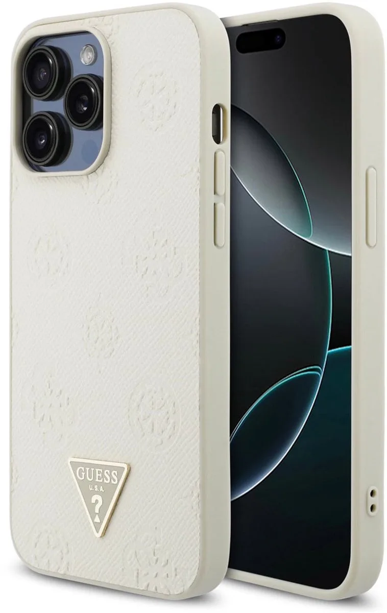 telefoonhoesje voor iPhone 15 Pro Max - krasbestendig de Guess en Beige – photo produit