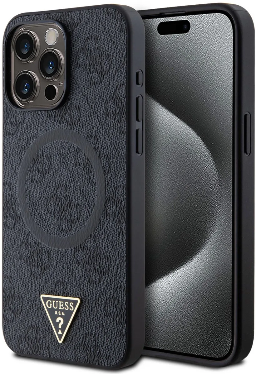 telefoonhoesje voor iPhone 15 Pro Max - MagSafe geschikt von Guess in Schwarz – Produktfoto